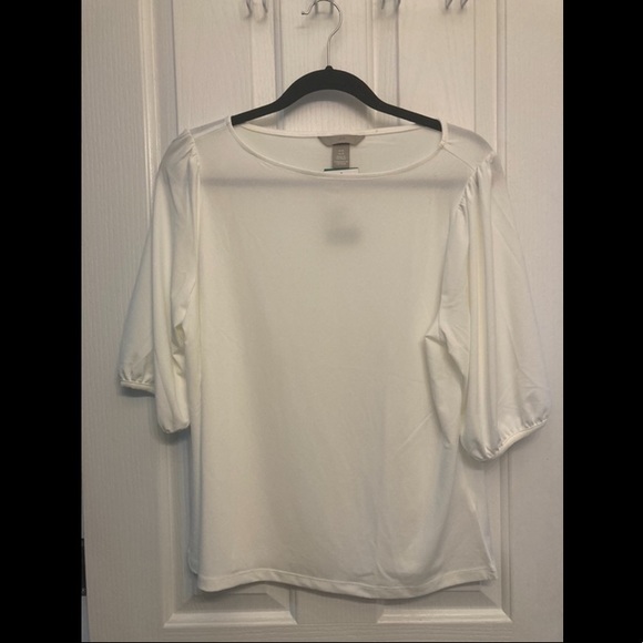 H&M boat neck puff sleeve top - Picture 1 of 2
